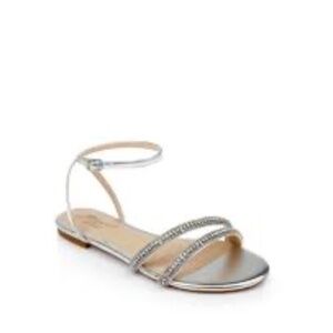Jewel Badgley Mischa Roslyn Ankle Strap Sandal Silver size 6.5